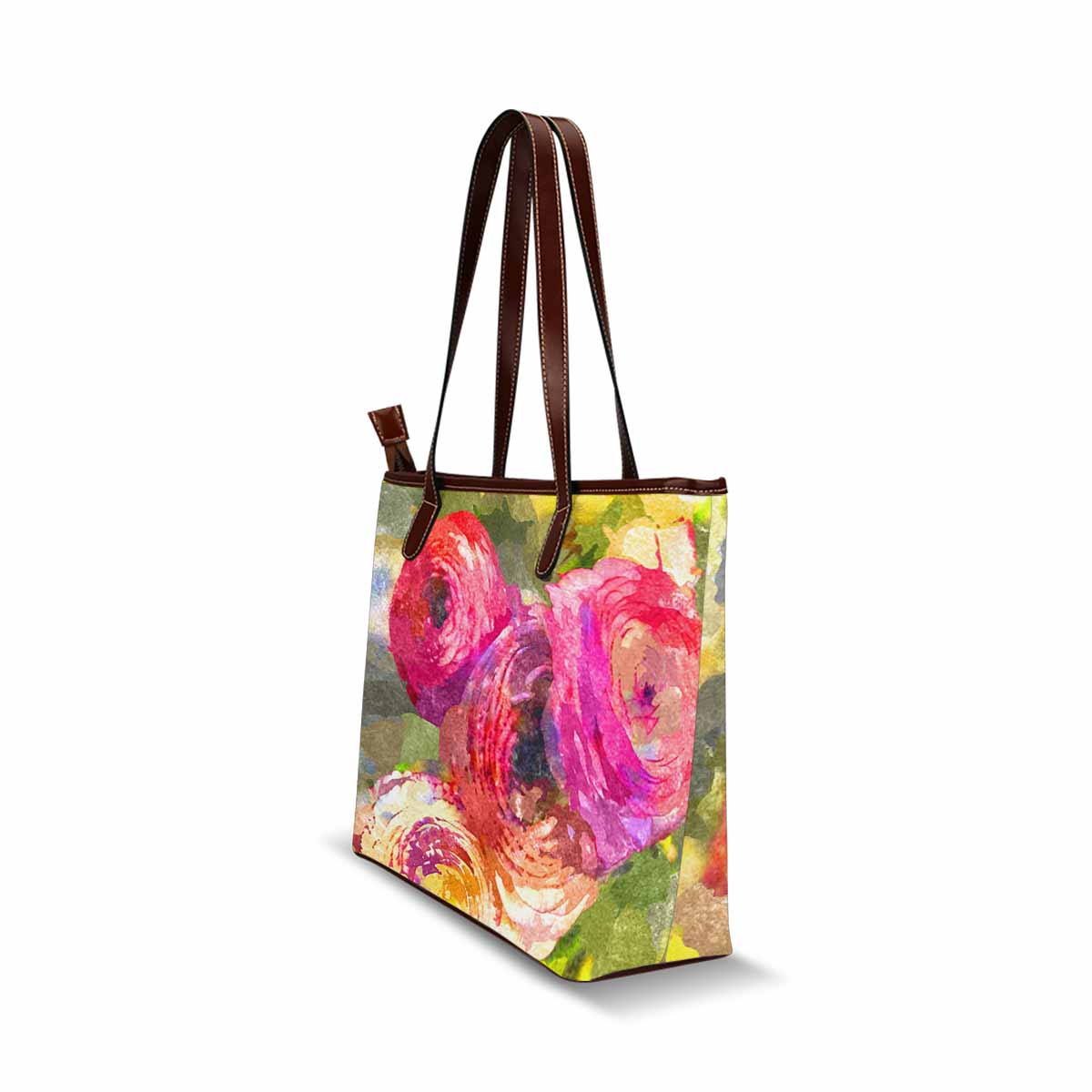 Classic Fabric handbag, watercolor floral, design 116