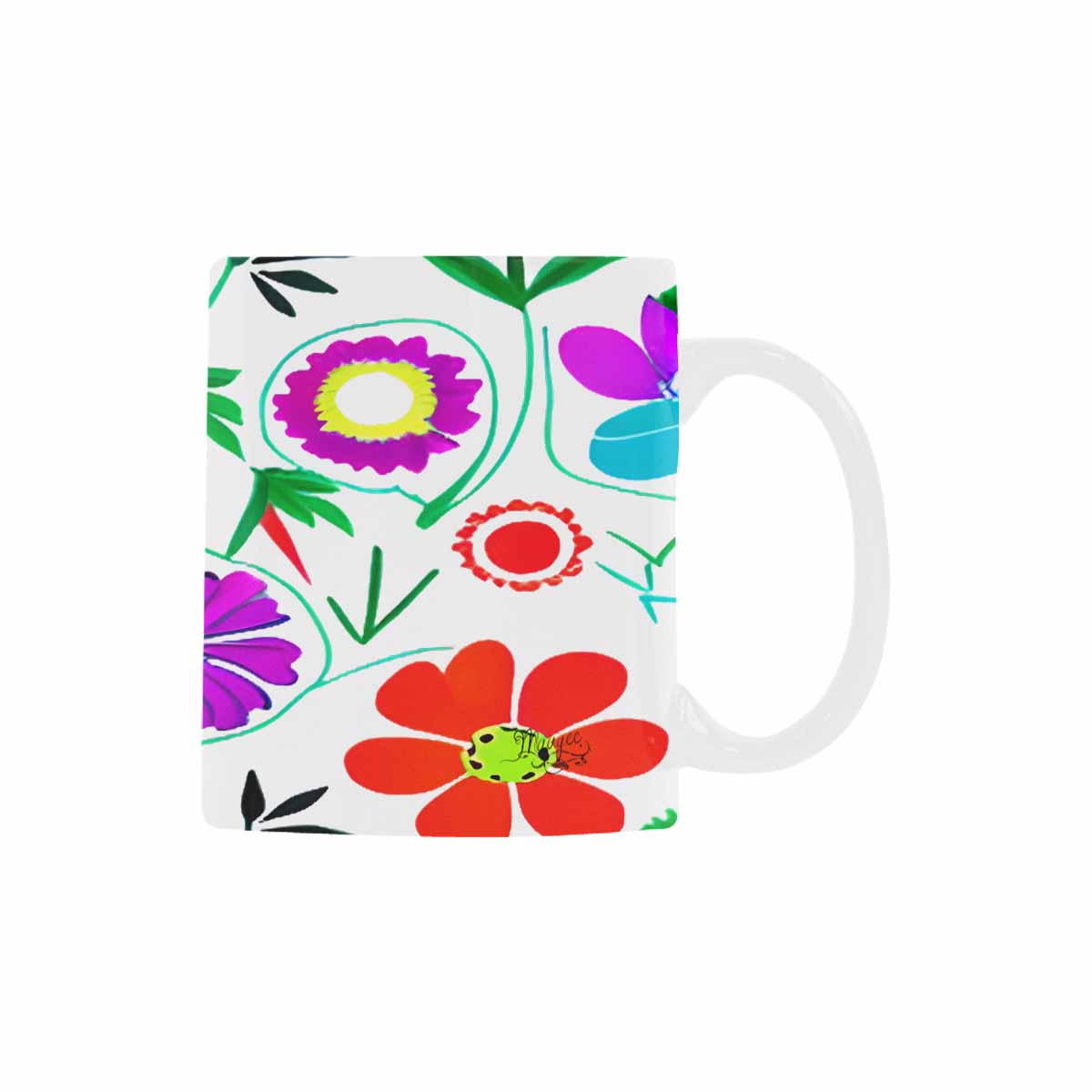 USA made Quality Mug, coffee mug, tea cup, Bright florals, Set 1A, Design 128