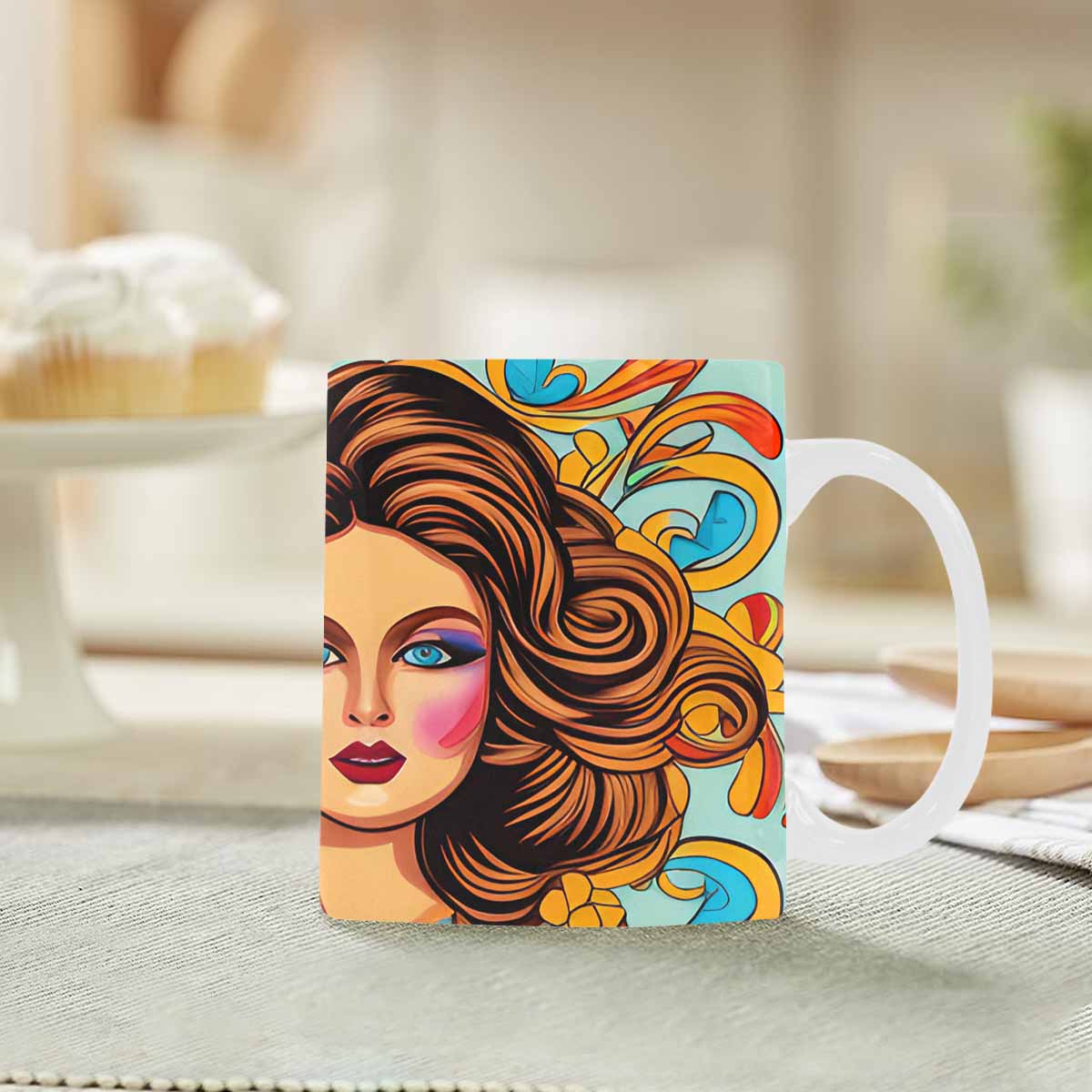 Coffee Mug, tea cup,caucasian Face, design 39