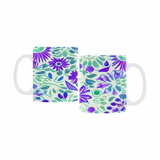 USA made Quality Mug, coffee mug, tea cup, Bright florals, Set 1, Design 124