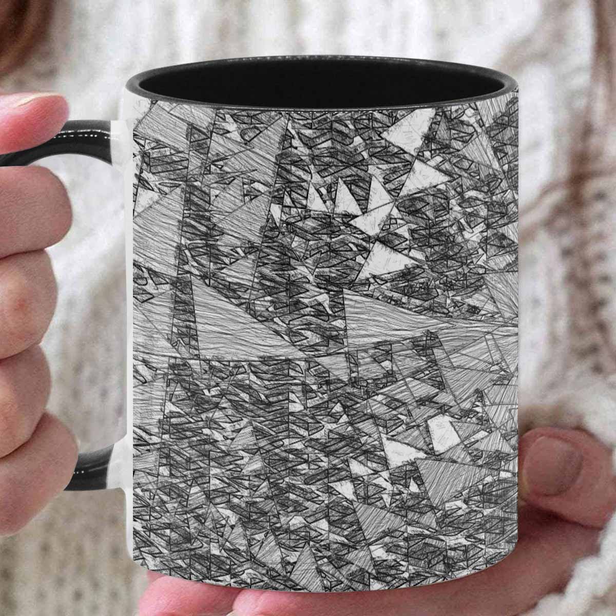 Coffee Mug, tea cup, black core, abstract, design 137