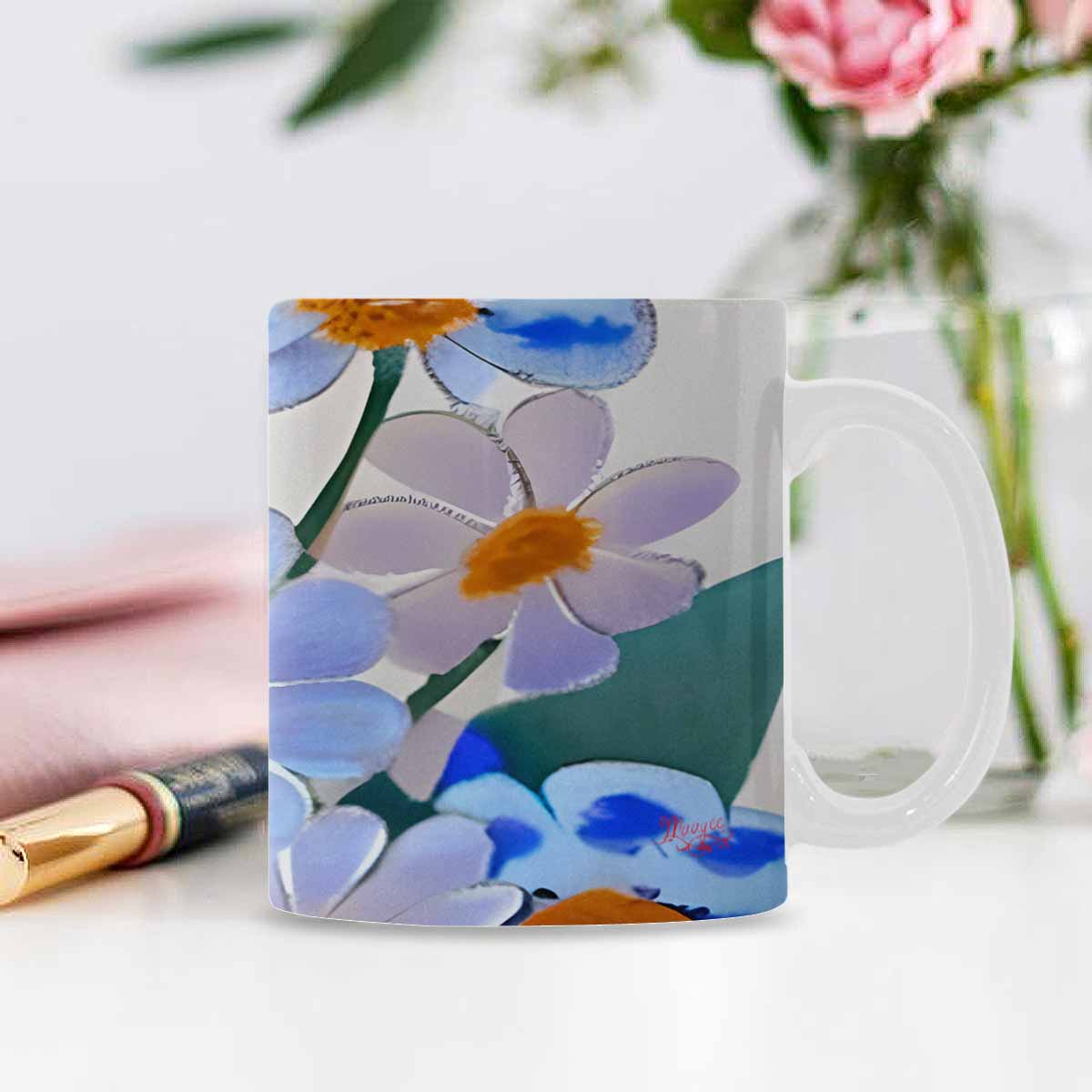 USA made Quality Mug, coffee mug, tea cup, Bright florals, Set 1, Design 47