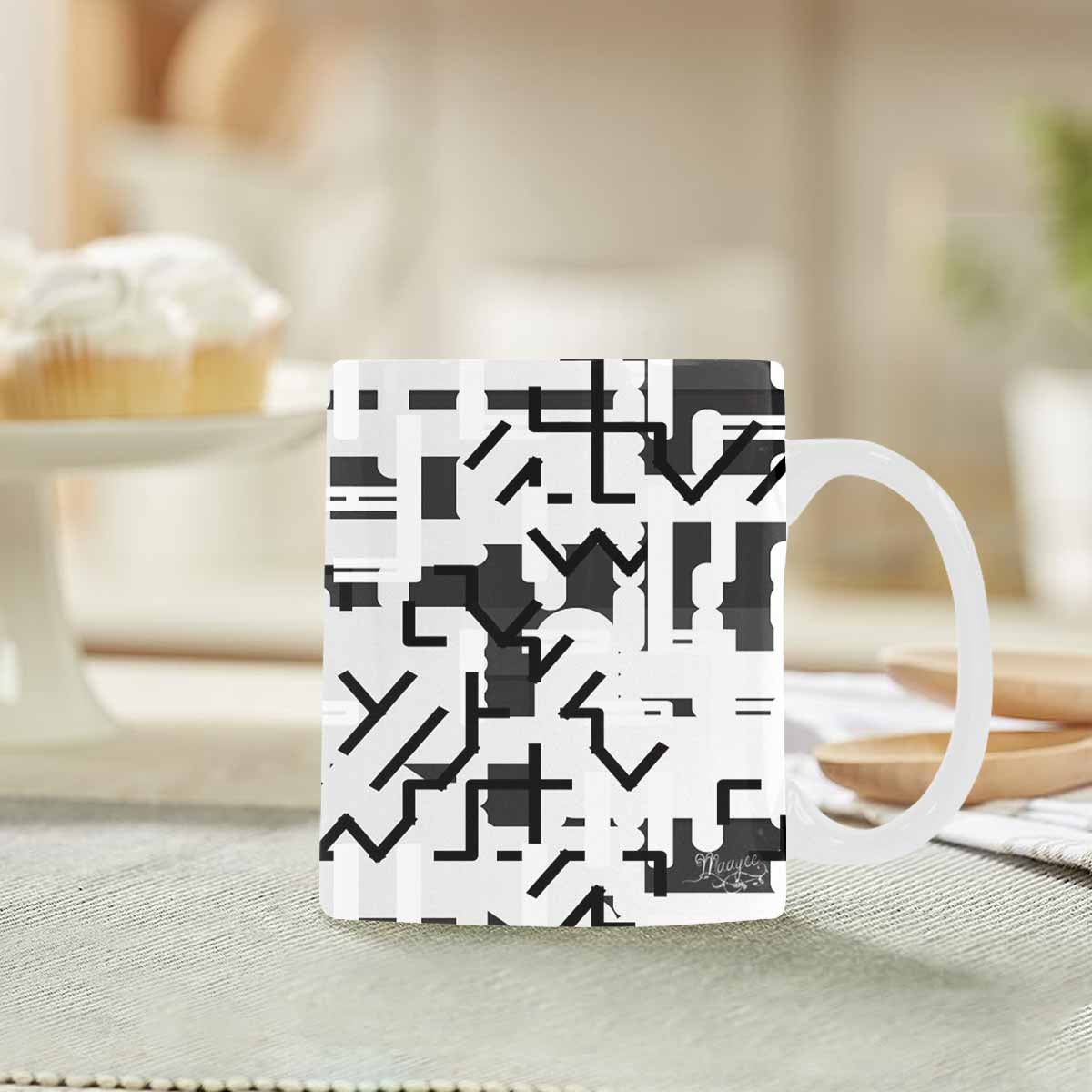 Quality Mug, coffee mug, tea cup, B & W Abstract, Set 1, design 7