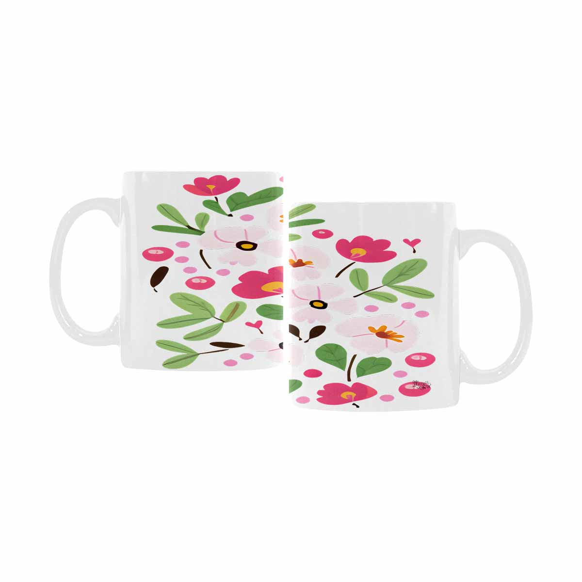 USA made Quality Mug, coffee mug, tea cup, Bright florals, Set 2, design 50