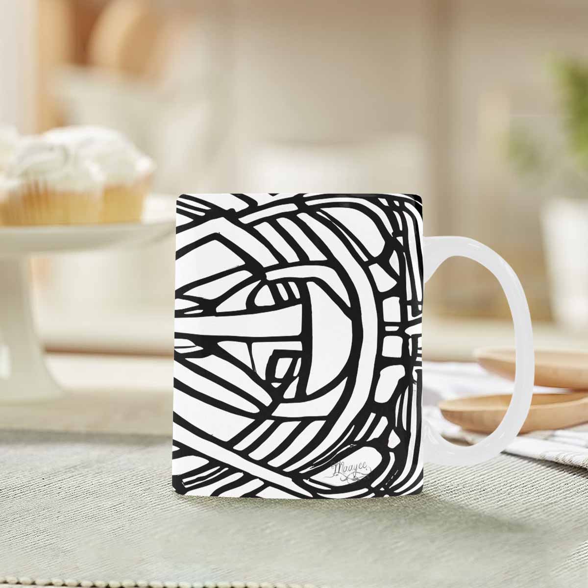 Quality Mug, coffee mug, tea cup, B & W Abstract, Set 1, design 50