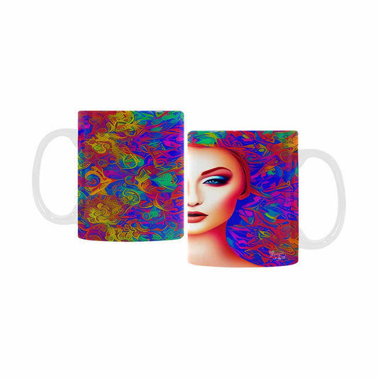 USA, Color Coffee Mug, tea cup, caucasian Face, design 6