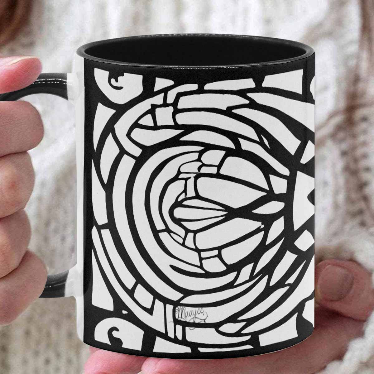 Coffee Mug, tea cup, black core, abstract, design 28