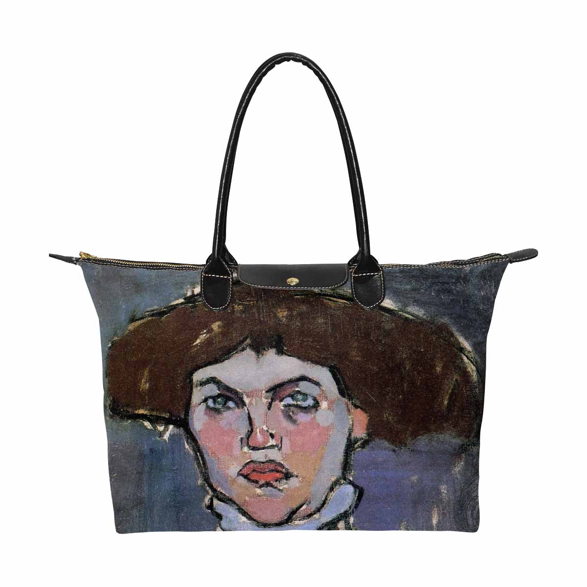 Classic handbag, Modigliani design, choice of 2 colors, Head of a young woman