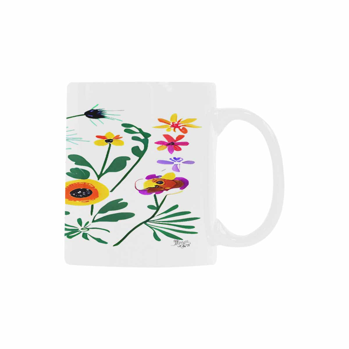 USA made Quality Mug, coffee mug, tea cup, Bright florals, Set 2, design 72