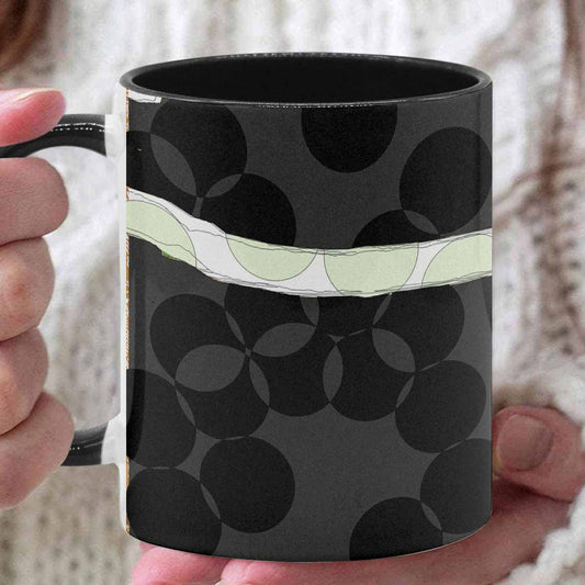 Coffee Mug, tea cup, black core, abstract, design 79