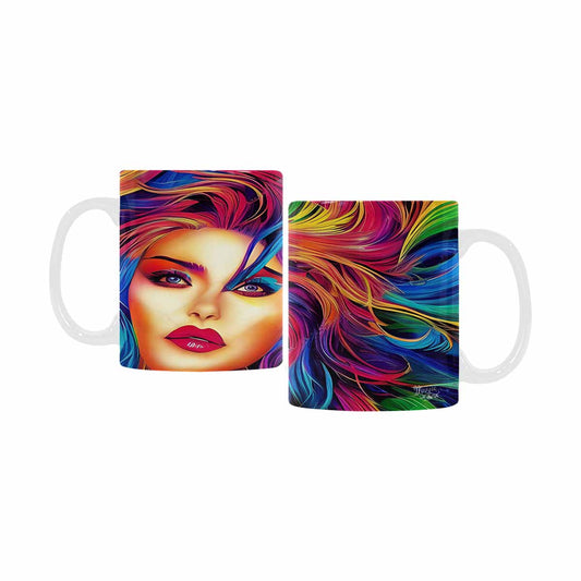 USA, Color Coffee Mug, tea cup, caucasian Face, design 33