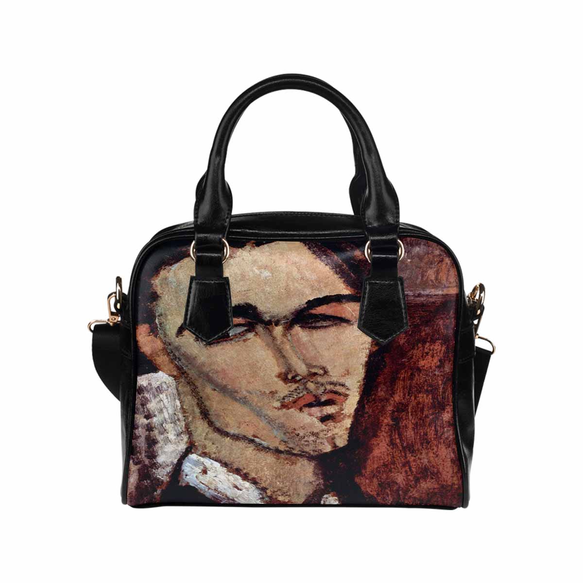 Shoulder PU Leather handbag, Modigliani design, choice of 2 colors, Portrait of Celso Laga