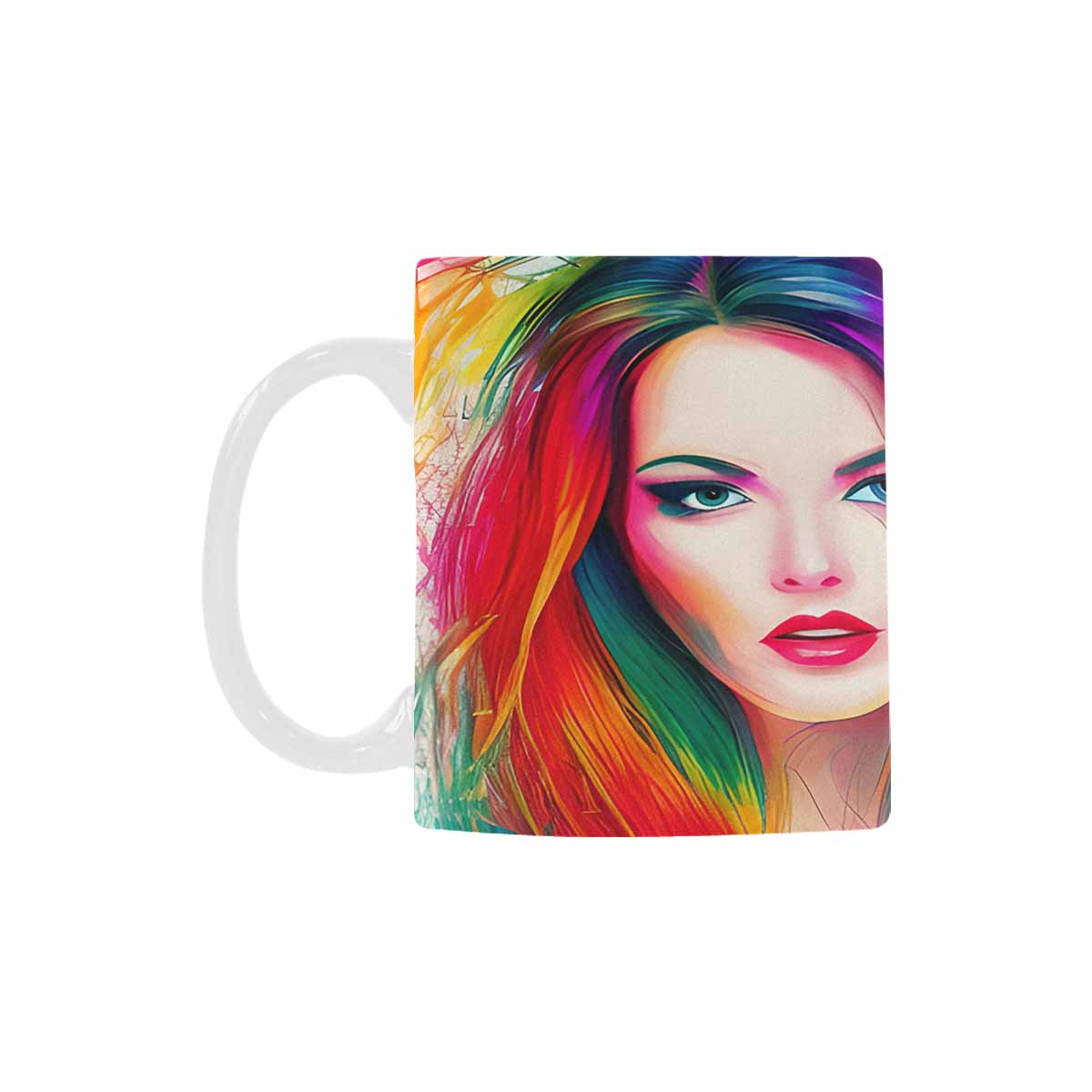 USA, Color Coffee Mug, tea cup, caucasian Face, design 11