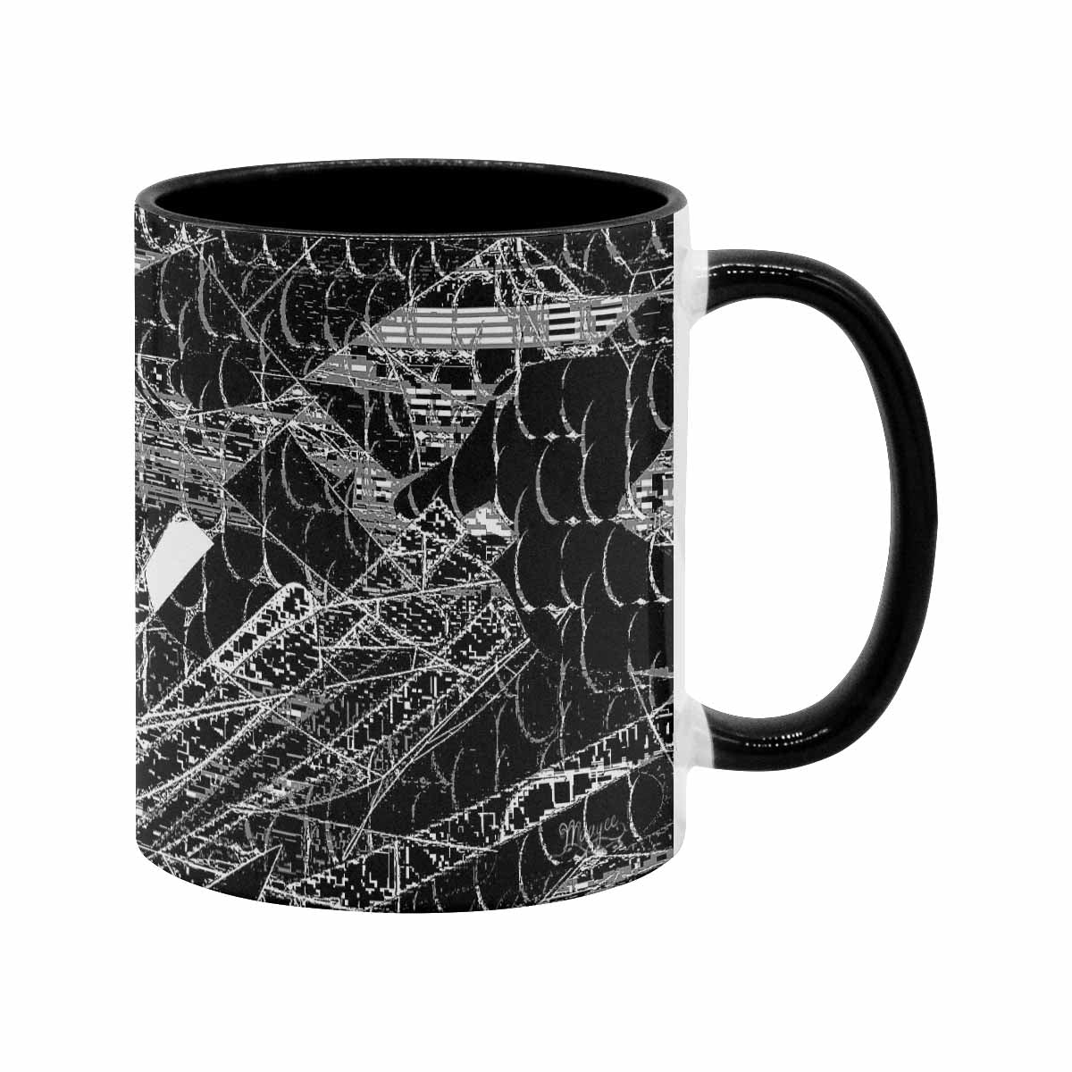 Coffee Mug, tea cup, black core, abstract, design 16
