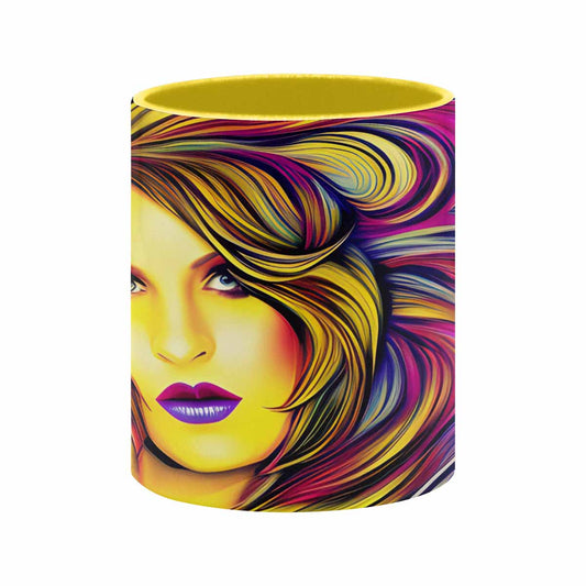 Coffee mug, tea cup, multicolor mug, caucasian type face, design 27