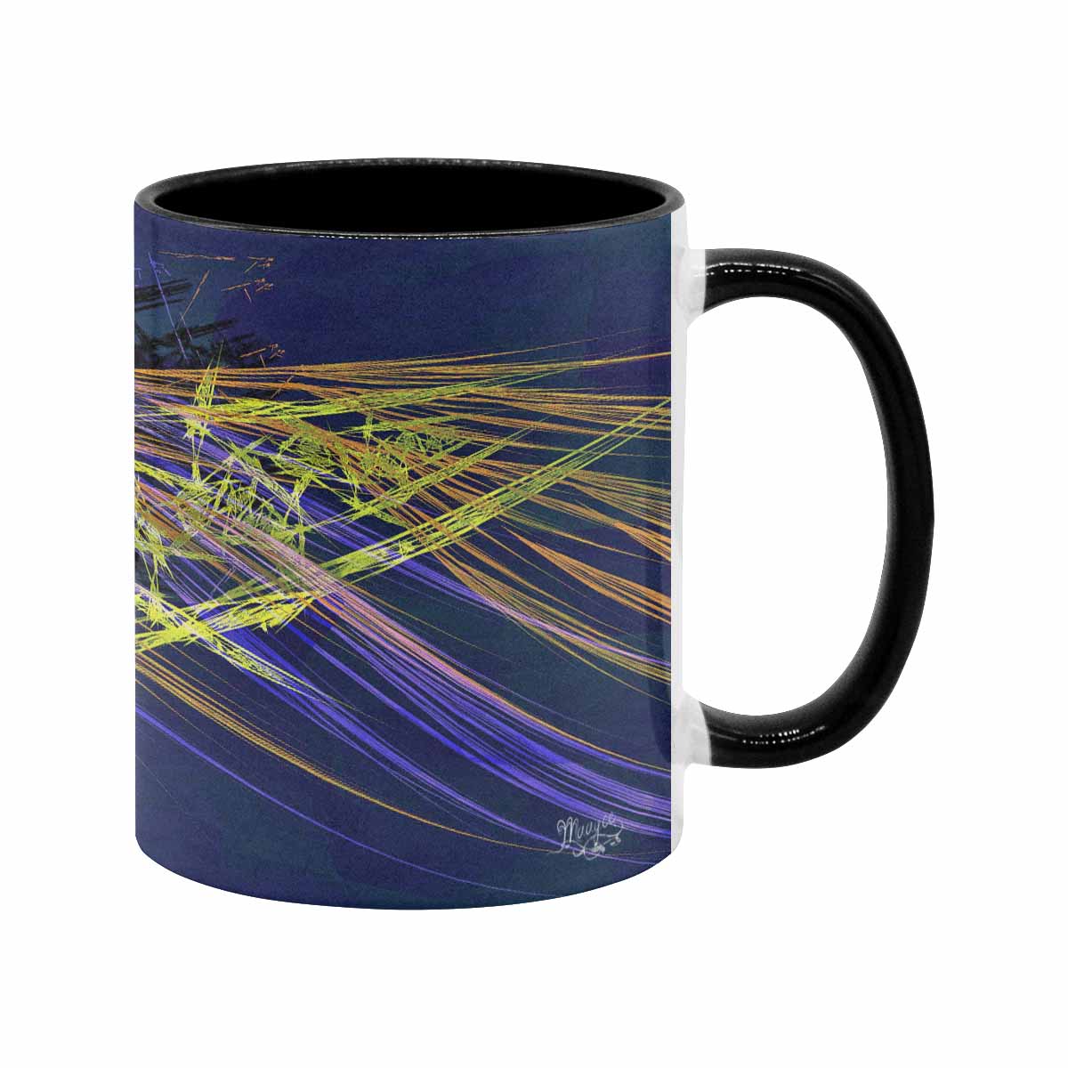 Coffee Mug, tea cup, black core, abstract, design 105