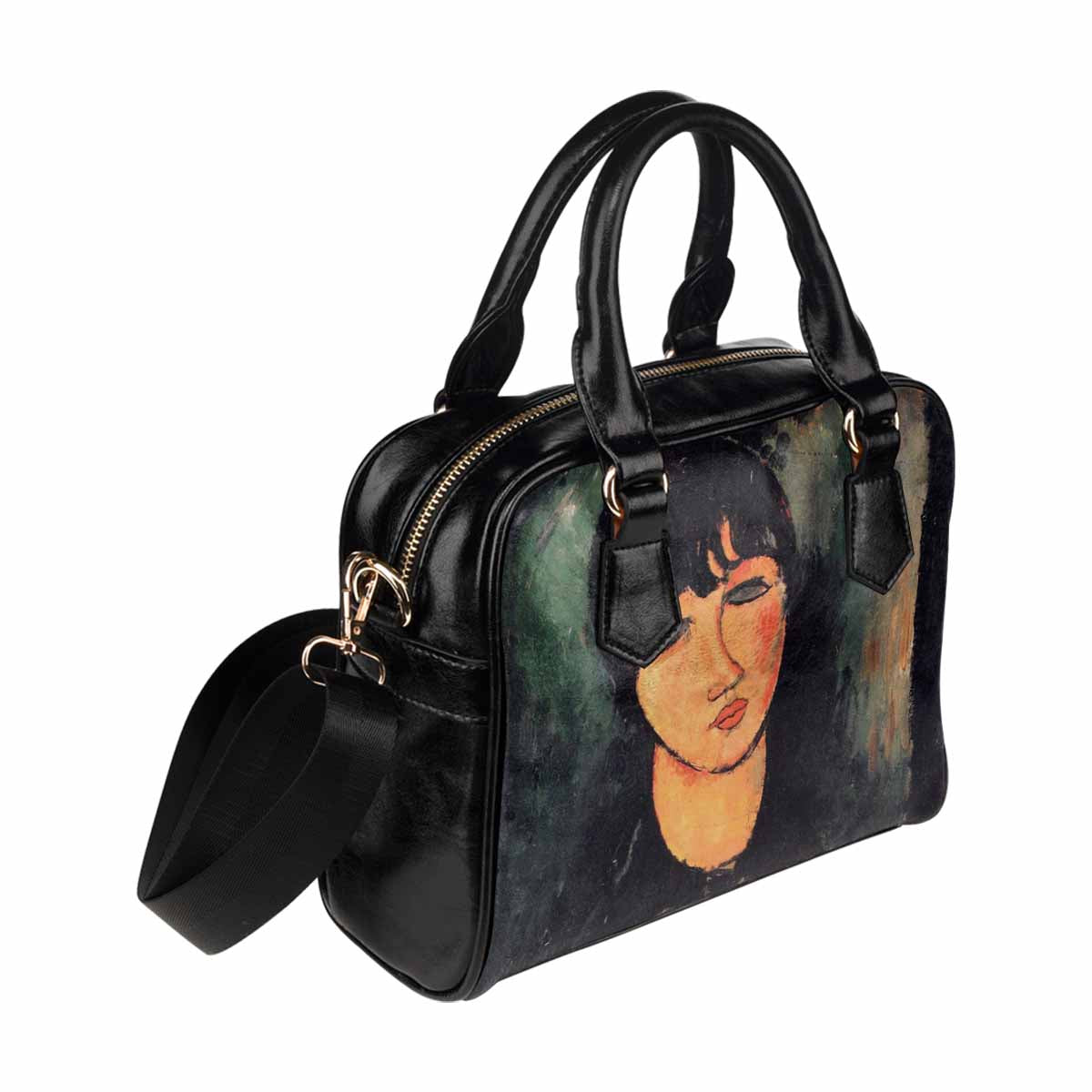 Shoulder PU Leather handbag, Modigliani design, choice of 2 colors, Housemaid