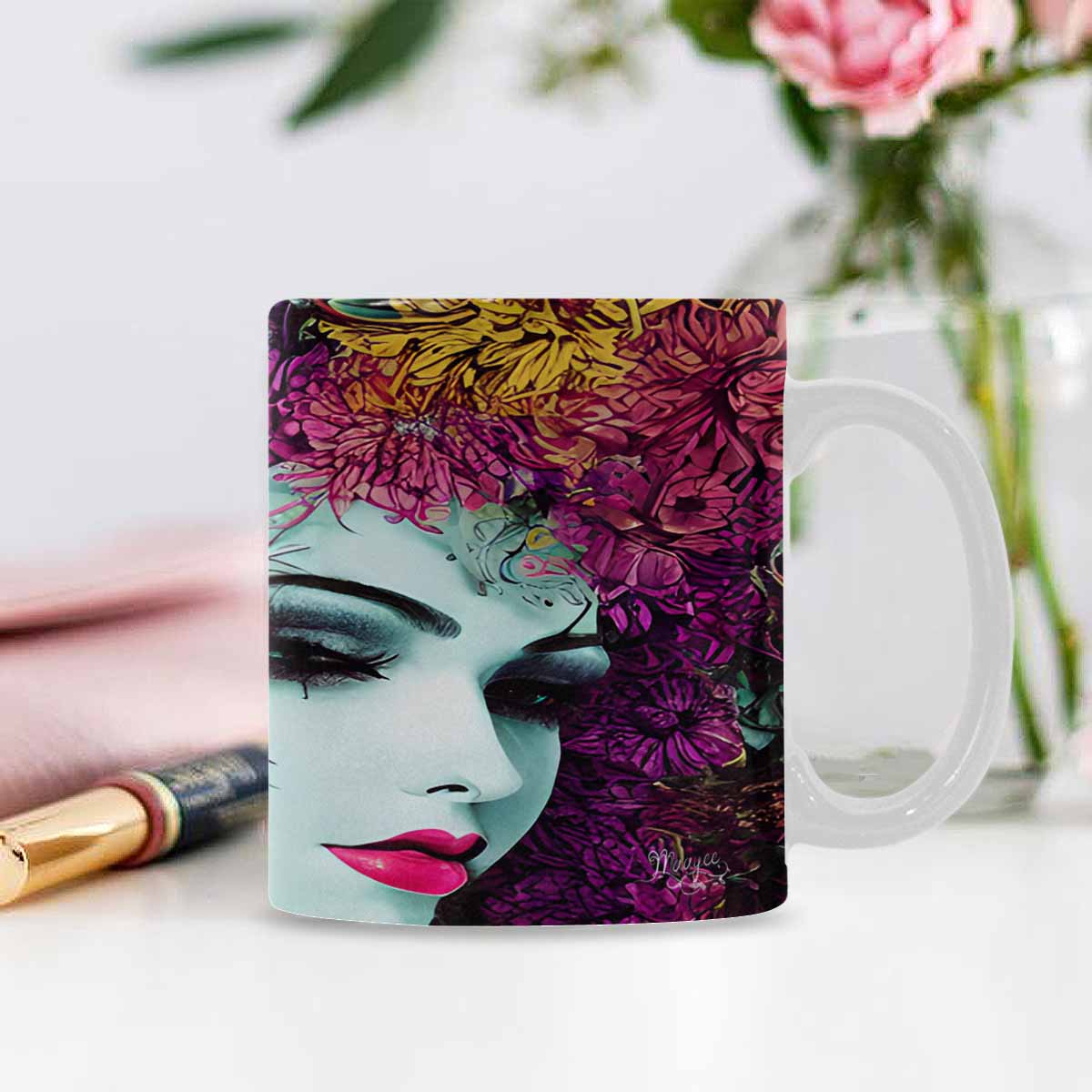 Coffee Mug, tea cup,caucasian Face, design 32