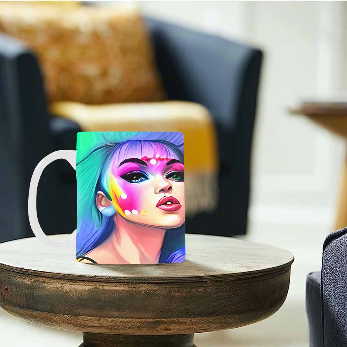 Coffee Mug, tea cup,caucasian Face, design 4