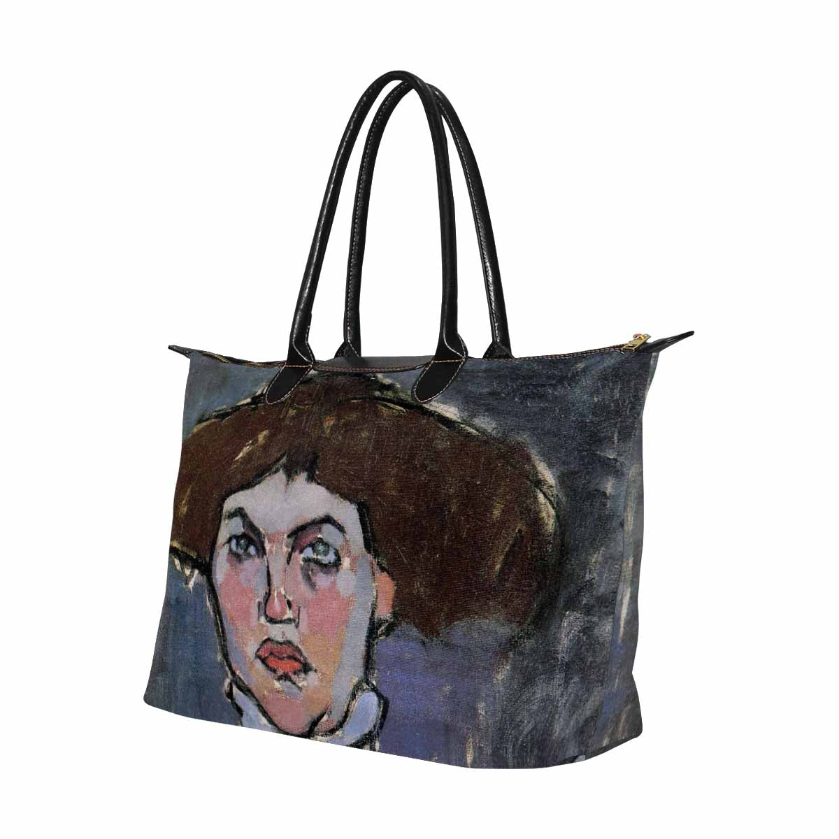 Classic handbag, Modigliani design, choice of 2 colors, Head of a young woman