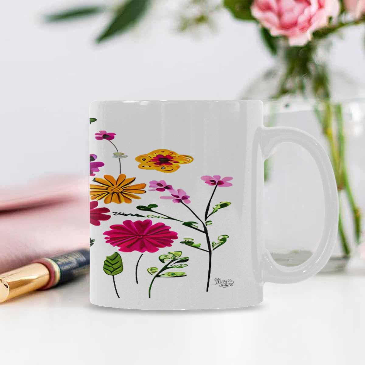 Quality Mug, coffee mug, tea cup, Bright florals, Set 2, design 77