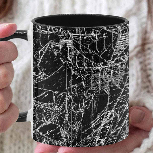 Coffee Mug, tea cup, black core, abstract, design 16