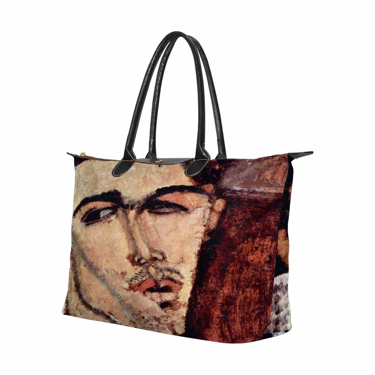 Classic handbag, Modigliani design, choice of 2 colors, Portrait of Celso Laga