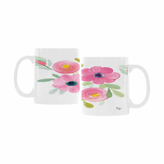 USA made Quality Mug, coffee mug, tea cup, Bright florals, Set 2, design 41