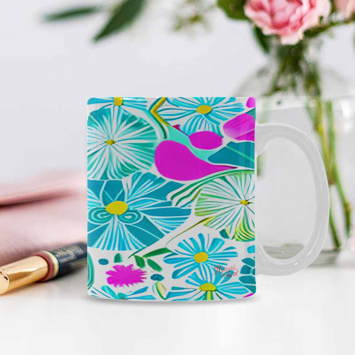 Quality Mug, coffee mug, tea cup, Bright florals, Set 1, Design 131