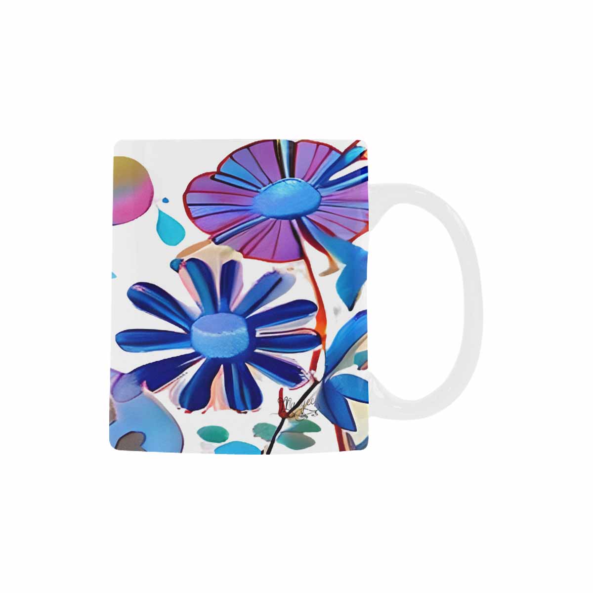 USA made Quality Mug, coffee mug, tea cup, Bright florals, Set 1A, Design 51