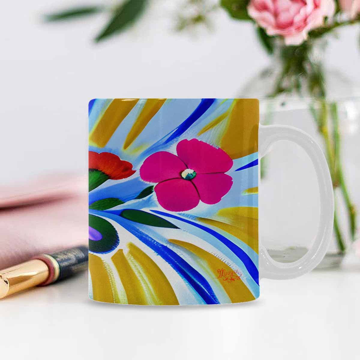 Quality Mug, coffee mug, tea cup, Bright florals, Set 1, Design 73