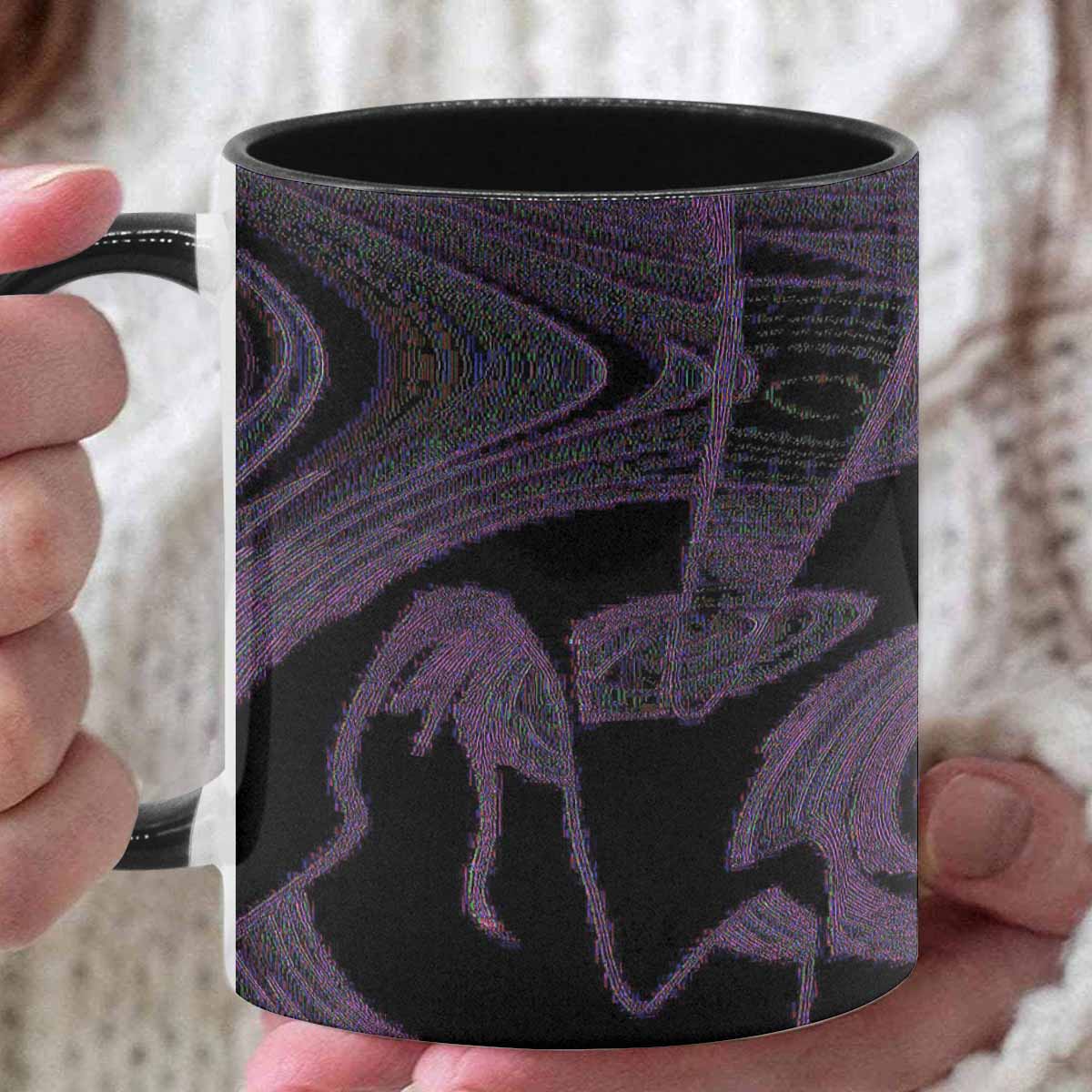 Coffee Mug, tea cup, black core, abstract, design 130