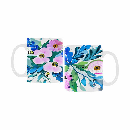 USA made Quality Mug, coffee mug, tea cup, Bright florals, Set 1A, Design 5