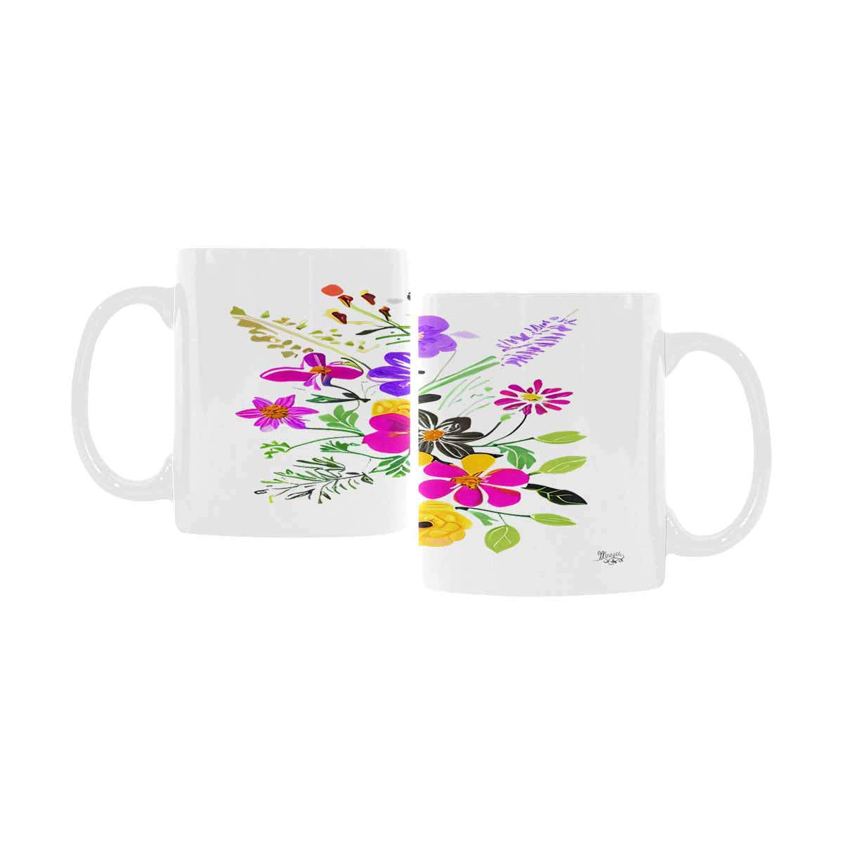 USA made Quality Mug, coffee mug, tea cup, Bright florals, Set 2, design 68