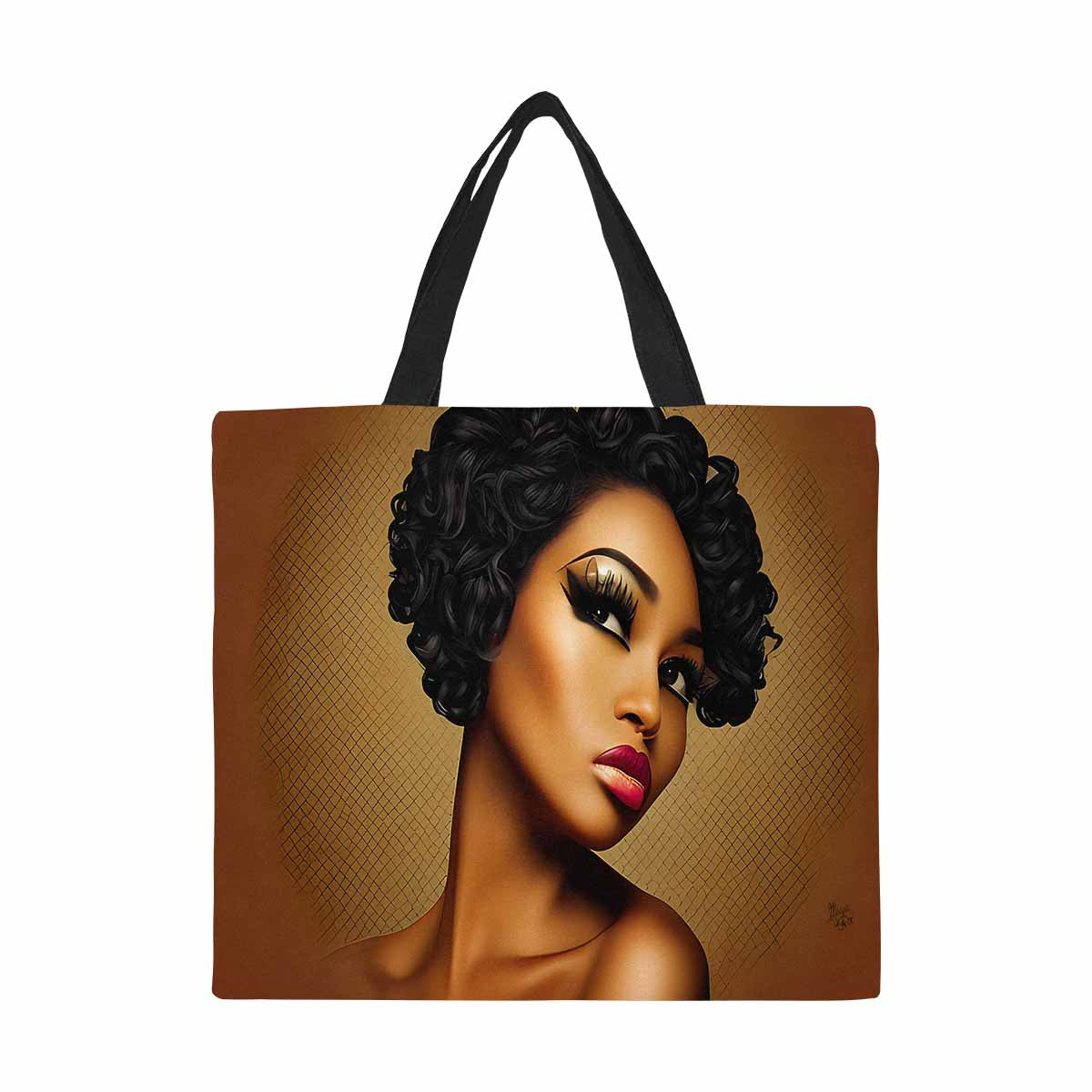 Canvas tote bag, Large, Black Faces, Set 1, design 17