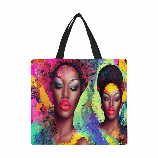 Canvas tote bag, Large, Black Faces, Set 1, design 22