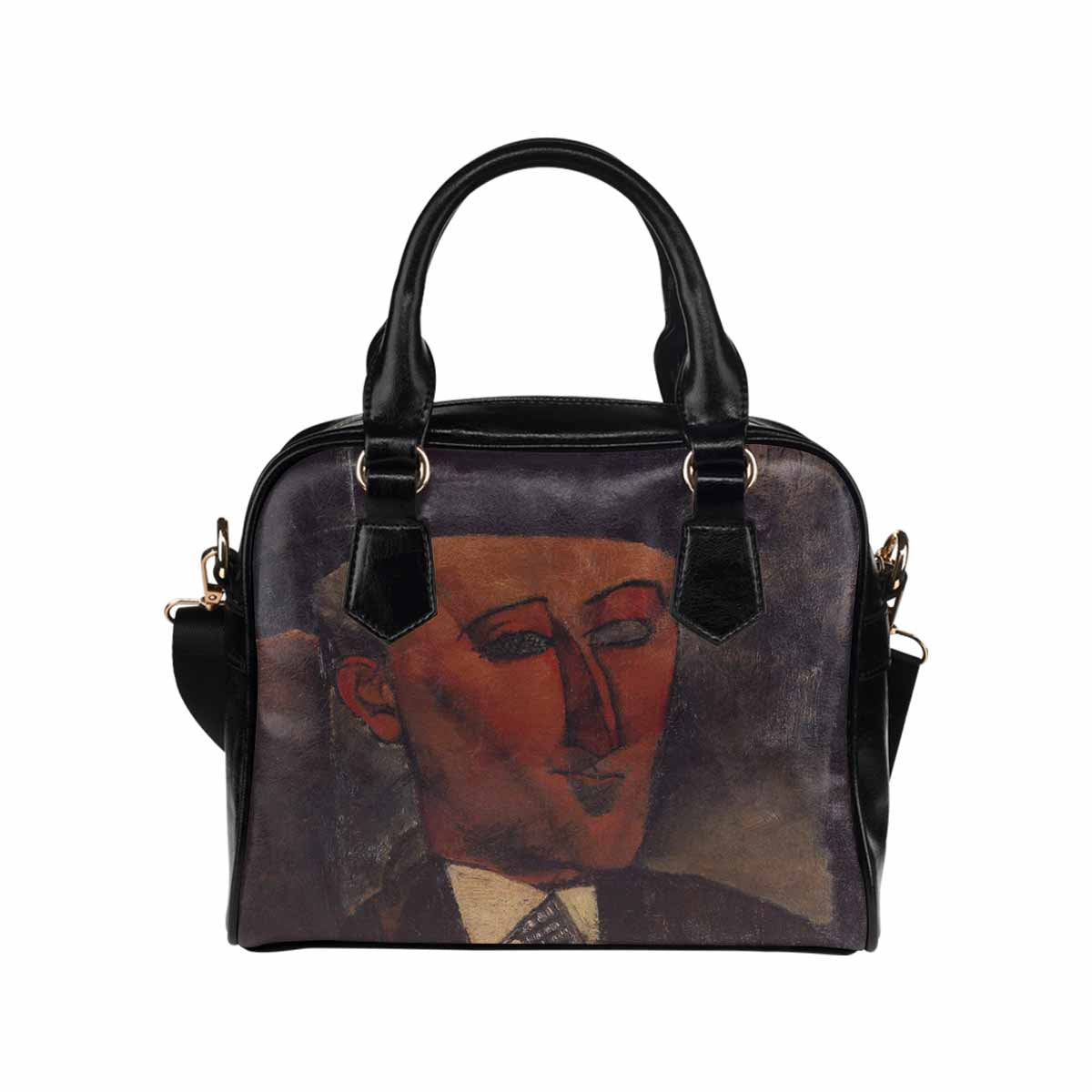 Shoulder PU Leather handbag, Modigliani design, choice of 2 colors, Max Jacob