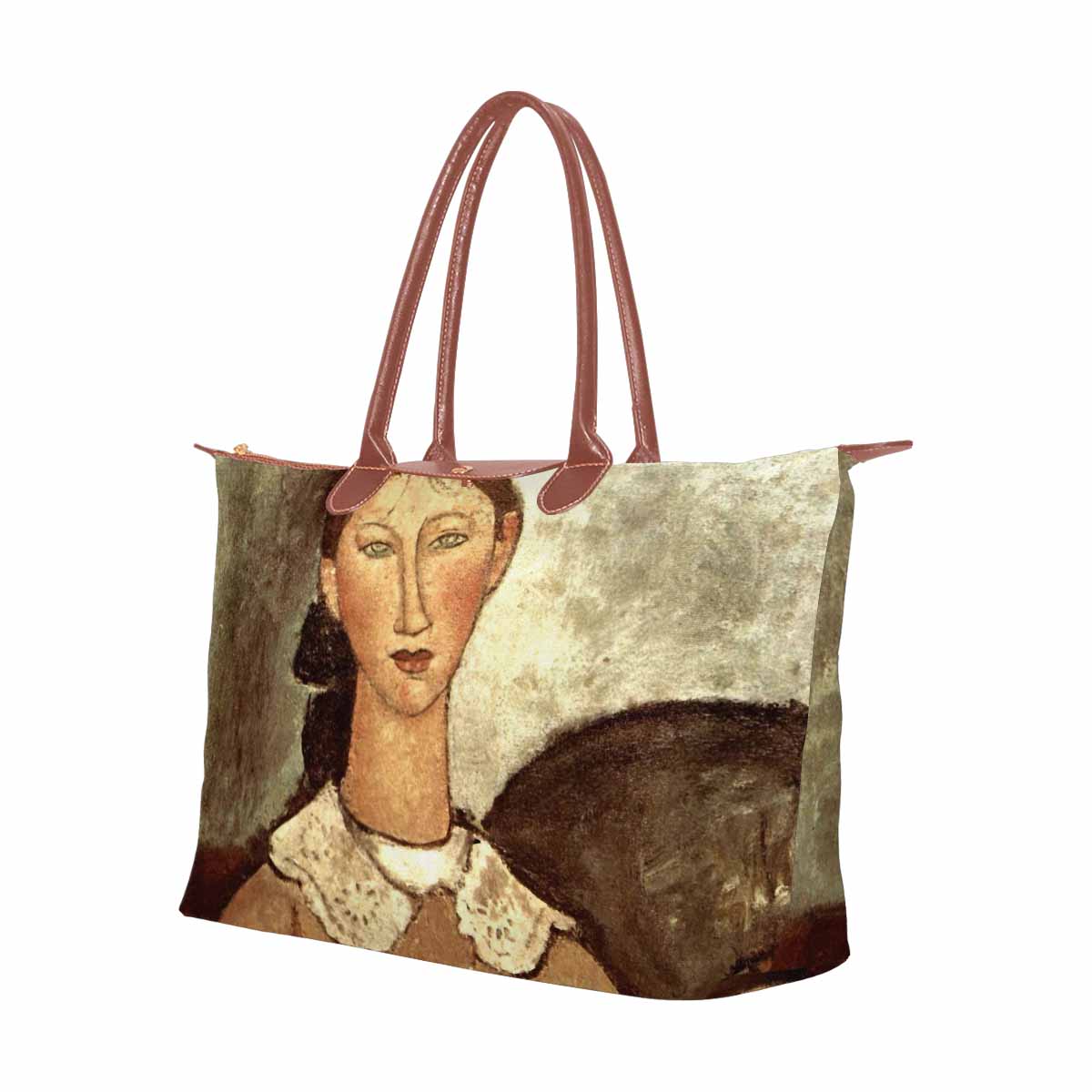 Classic handbag, Modigliani design, choice of 2 colors, Girl in a yellow dress