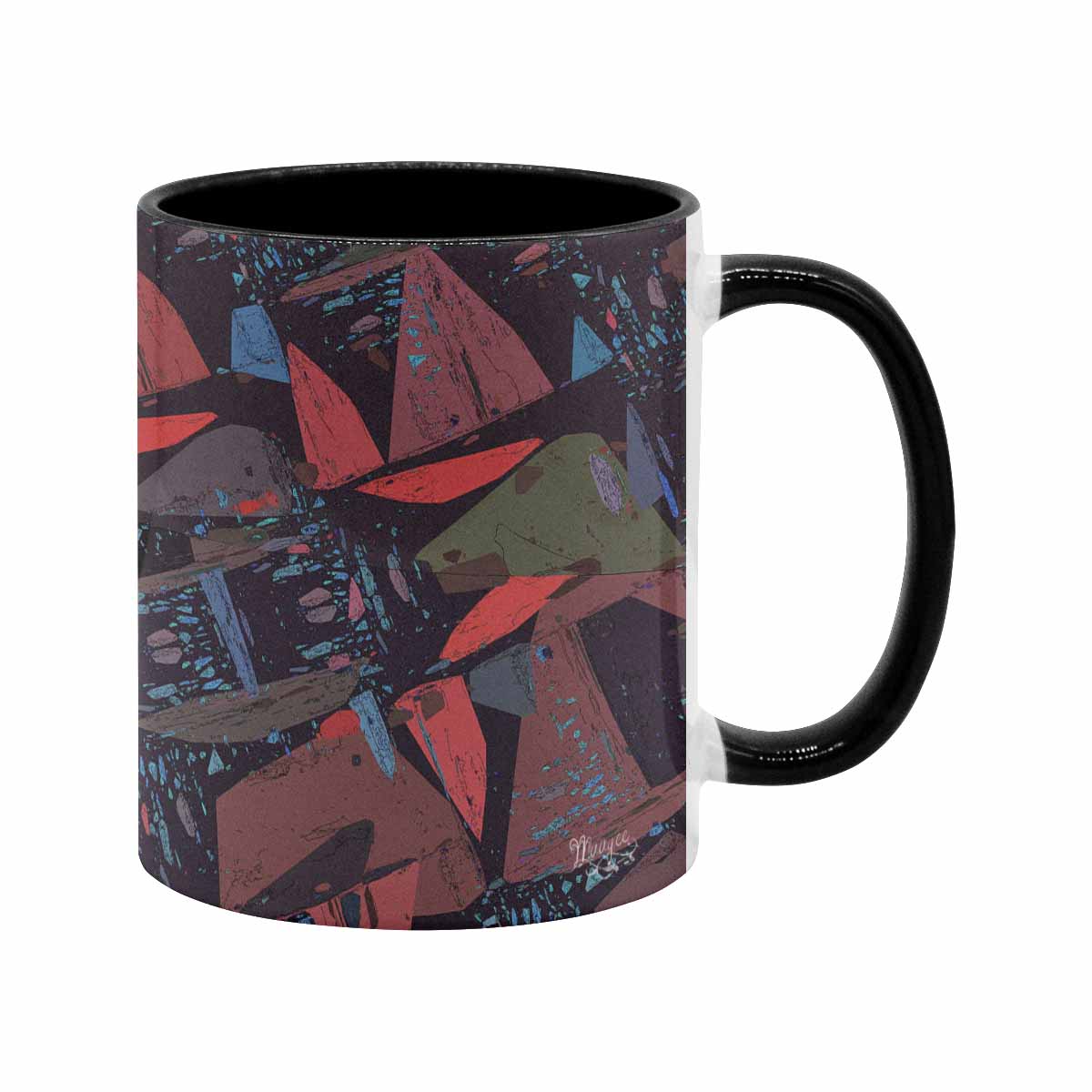 Coffee Mug, tea cup, black core, abstract, design 86