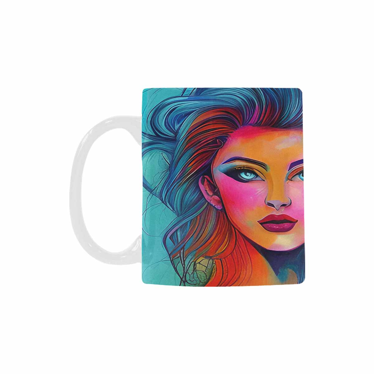 USA, Color Coffee Mug, tea cup, caucasian Face, design 17