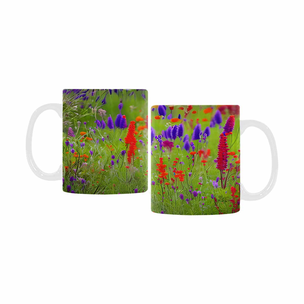 USA made Quality Mug, coffee mug, tea cup, Bright florals, Set 1, Design 2