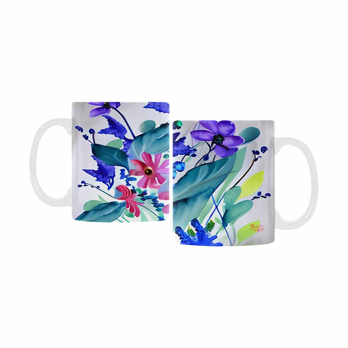 USA made Quality Mug, coffee mug, tea cup, Bright florals, Set 1, Design 22