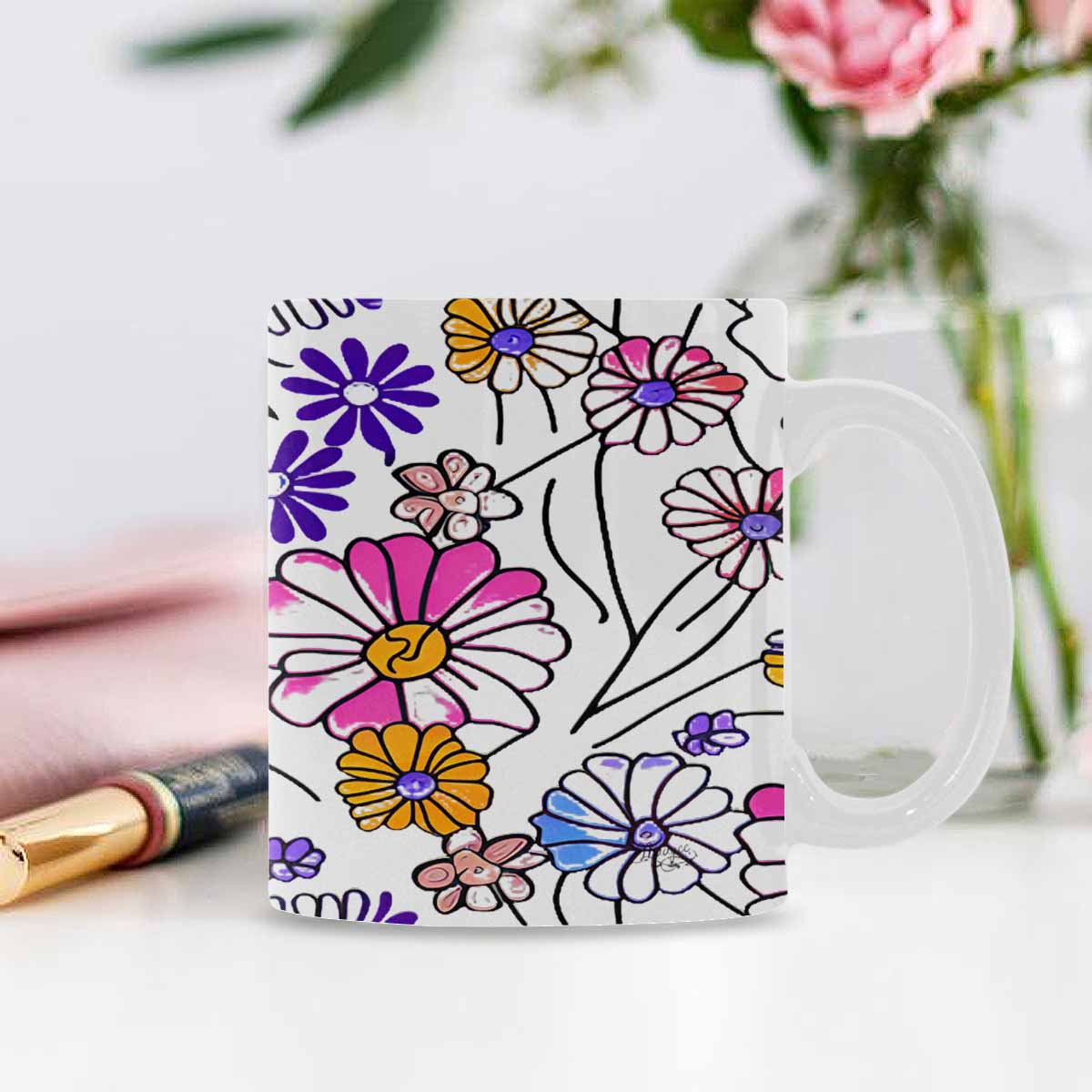 USA made, Quality Mug, coffee mug, tea cup, Set 1A, Mixed Floral design 3