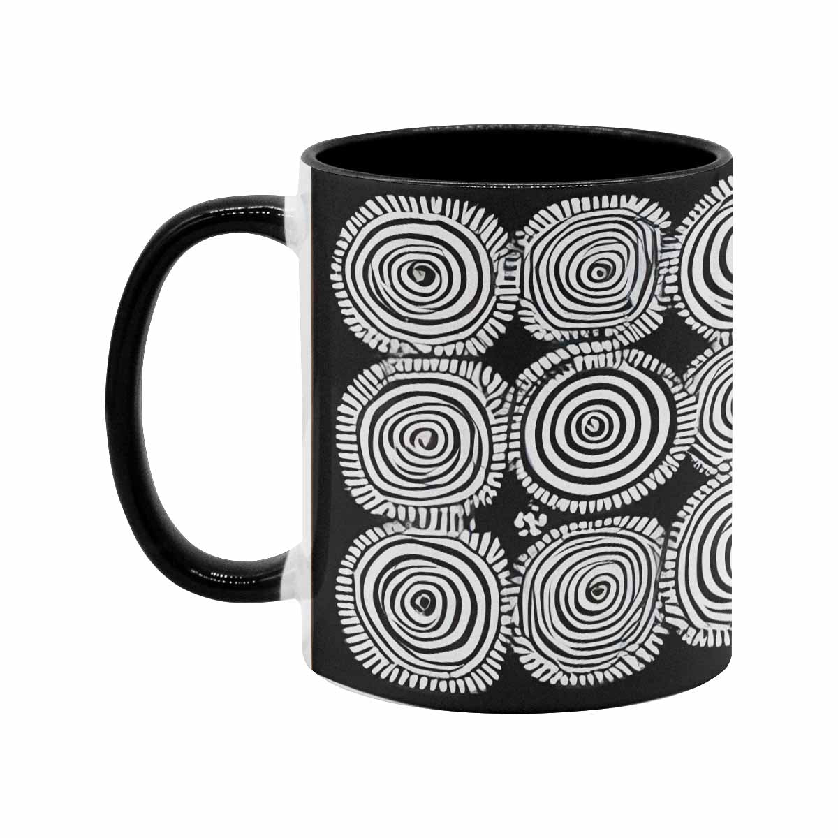 Coffee Mug, tea cup, black core, abstract, design 26