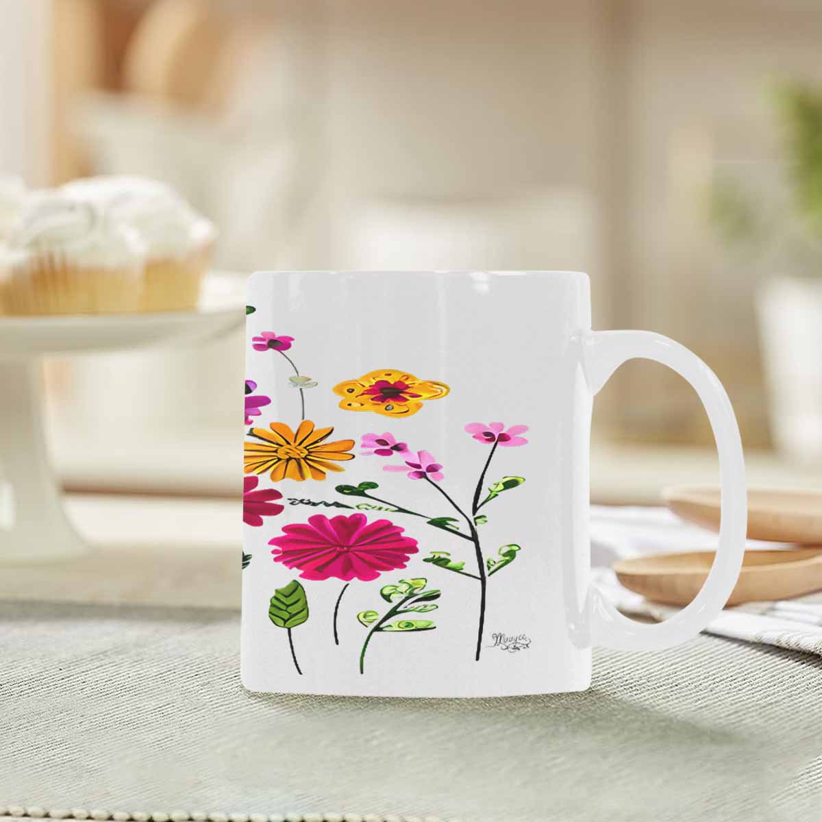 Quality Mug, coffee mug, tea cup, Bright florals, Set 2, design 77