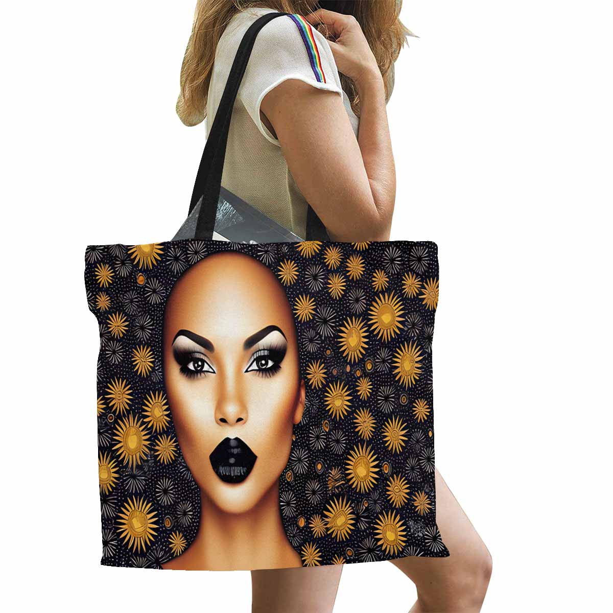 Canvas tote bag, Large, Black Faces, Set 1, design 39