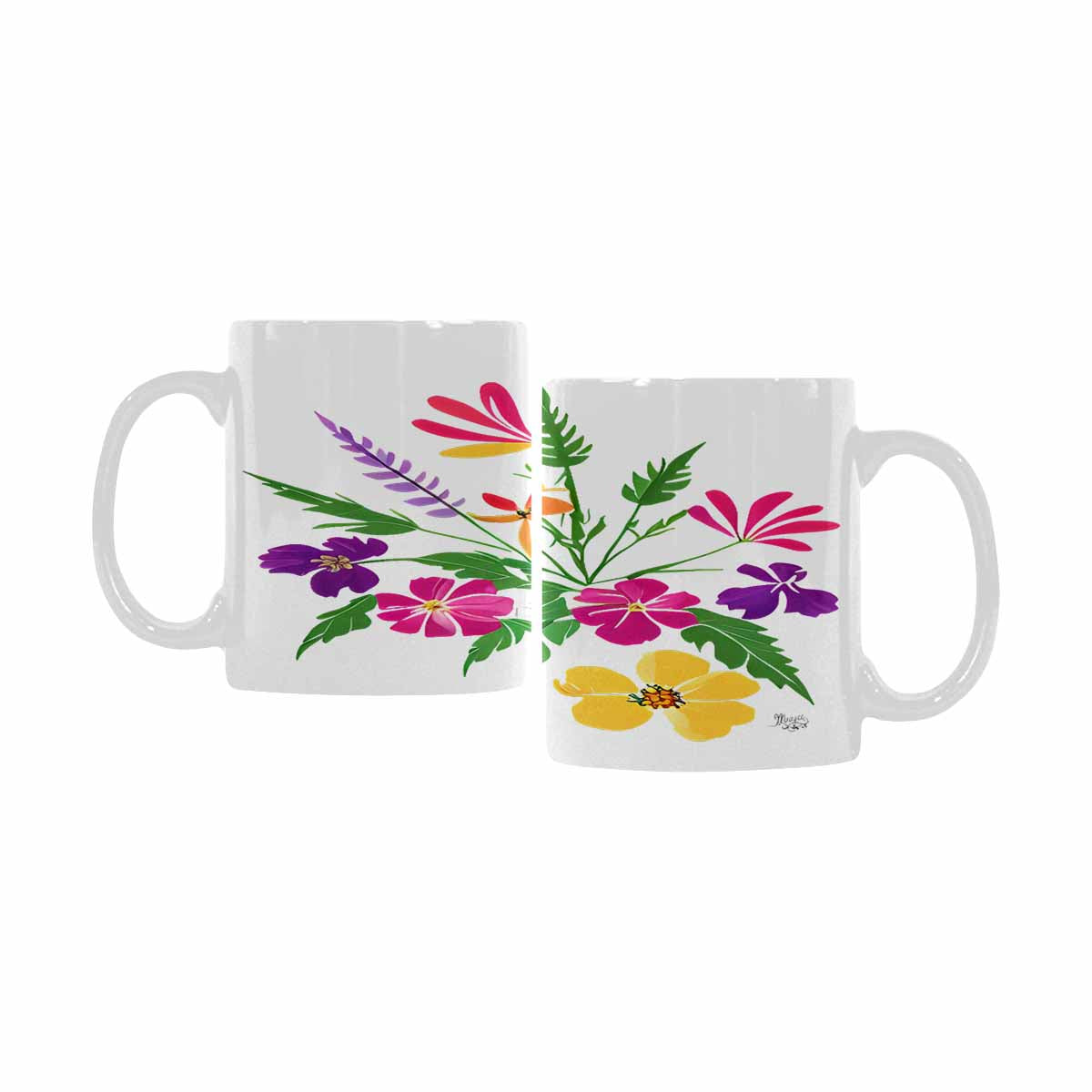 Quality Mug, coffee mug, tea cup, Bright florals, Set 2, design 78