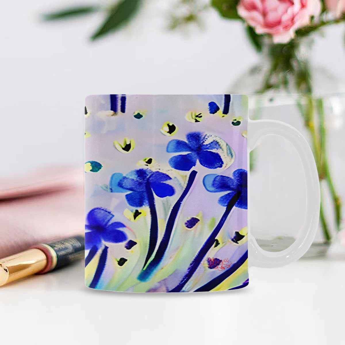 USA made Quality Mug, coffee mug, tea cup, Bright florals, Set 1, Design 147