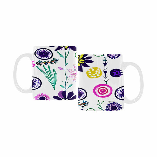 USA made Quality Mug, coffee mug, tea cup, Bright florals, Set 1A, Design 134