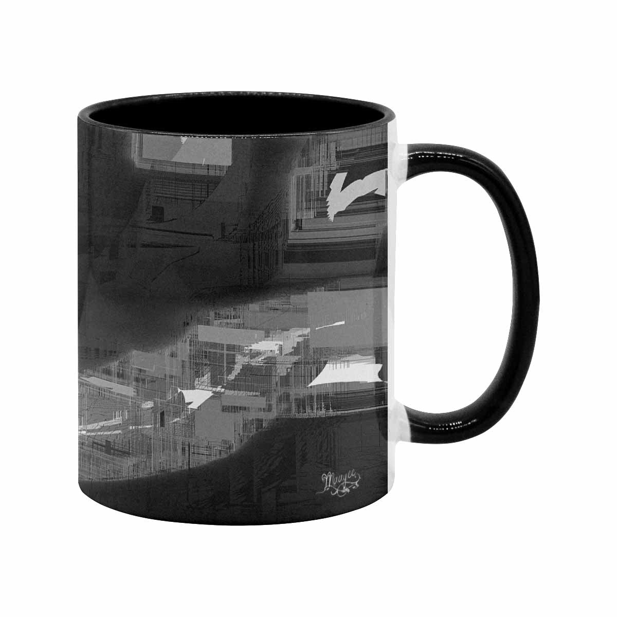 Coffee Mug, tea cup, black core, abstract, design 59